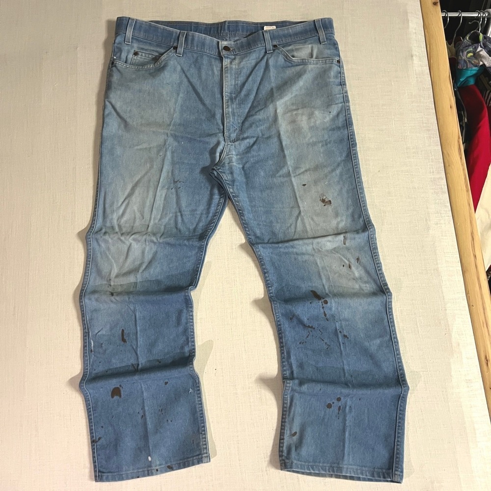 VTG Levis Mens 44x32 Action Jeans‎ Blue Denim Brown Tab Blend Distressed USA 90s